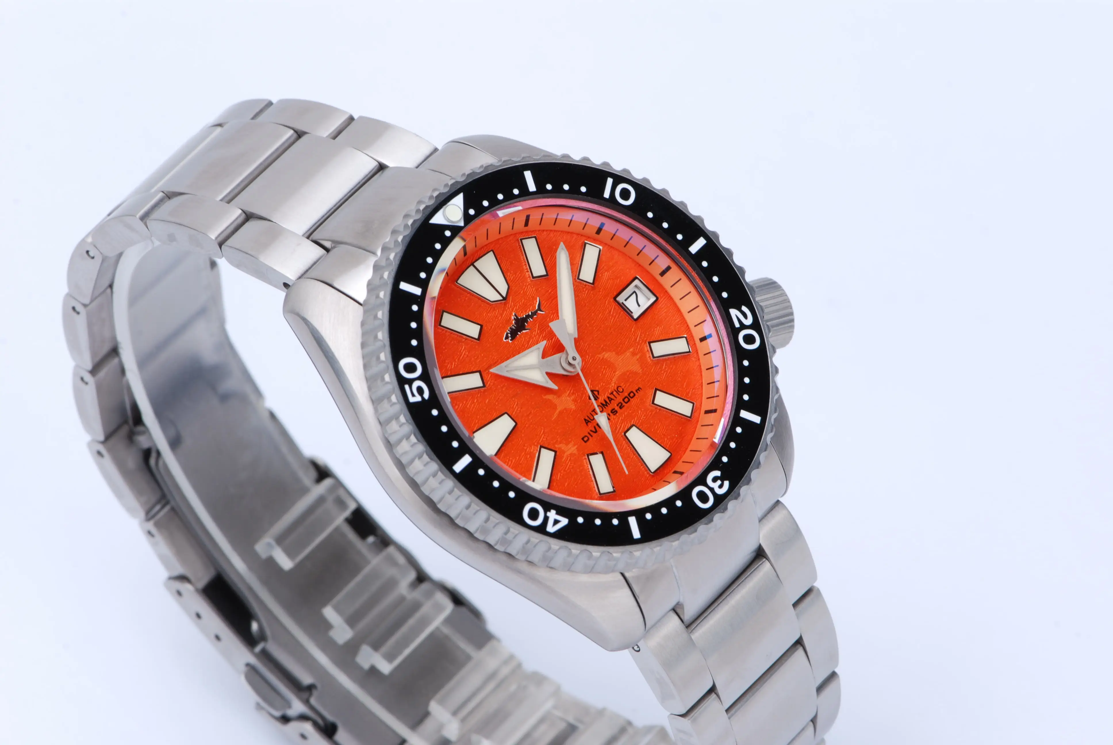 Heimdallr Titanium SKX007 Homage Men's Diver Watch Sapphire Date   Orange Dial Ceramic NH35 Automatic Mechanical 20Bar - AliExpress