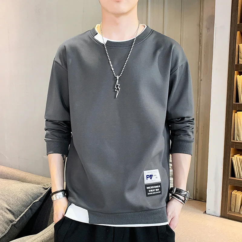 

2024 Spring and Autumn Season New Men's Sweater Casual Versatile Youth Handsome Long sleeved T-shirt Round Neck Top Men's Wear