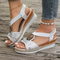 Women's Wedges Sandals 2024 Summer Snake Print Platform Sandals Gladiator Shoes Woman Comfort Casual Med High Heels Sandals - Image 2