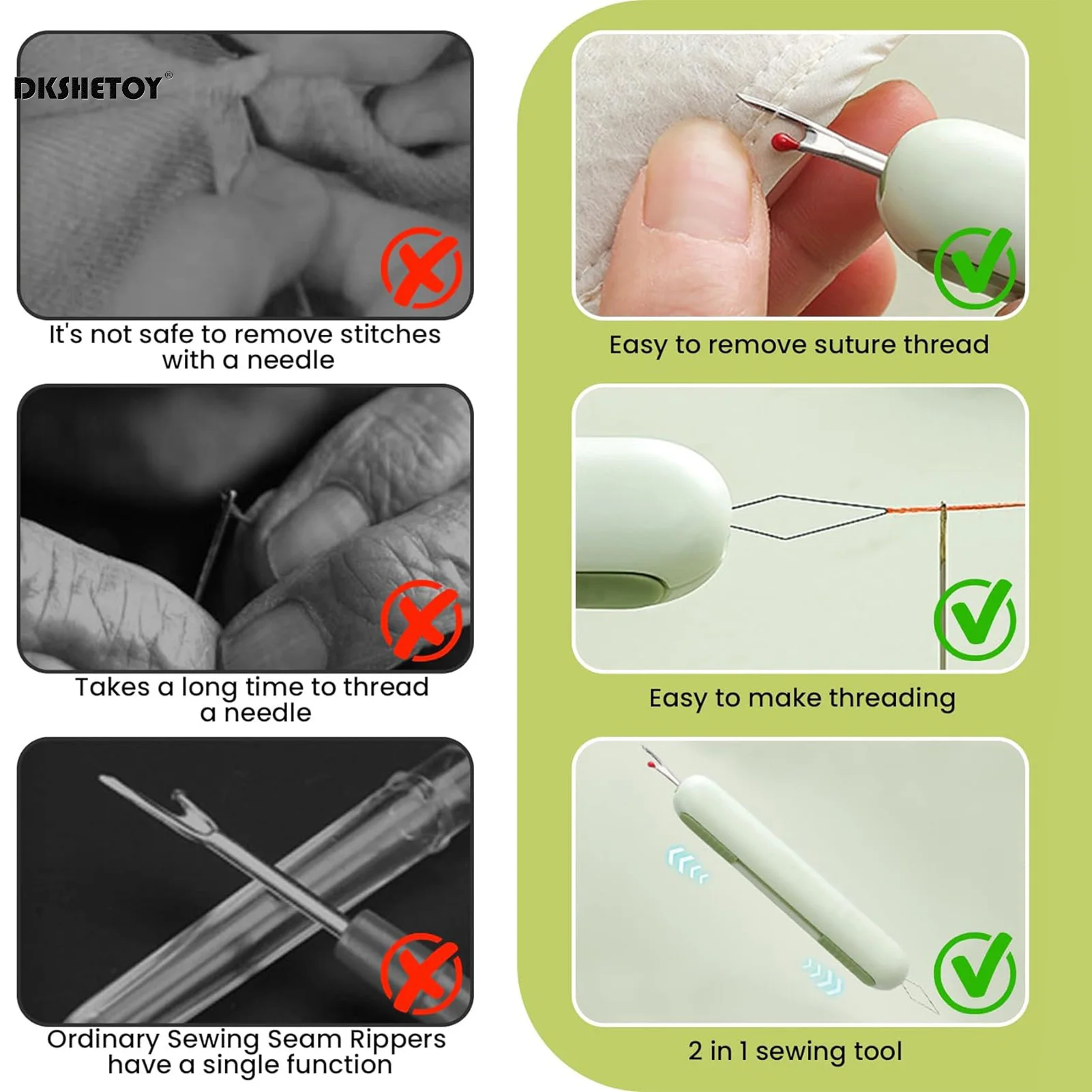 DIY Sewing Needles Storage Seam Thread Cutter Seam Separators Sewing Self Threading Tools Hand Cross Stitch Craft