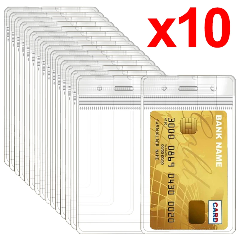 

1/5/10Pcs Transparent Card Cover Credit Driver License Card Storage Cover Sleeve Pocket Resealable Vertical ID Card Badge Holder