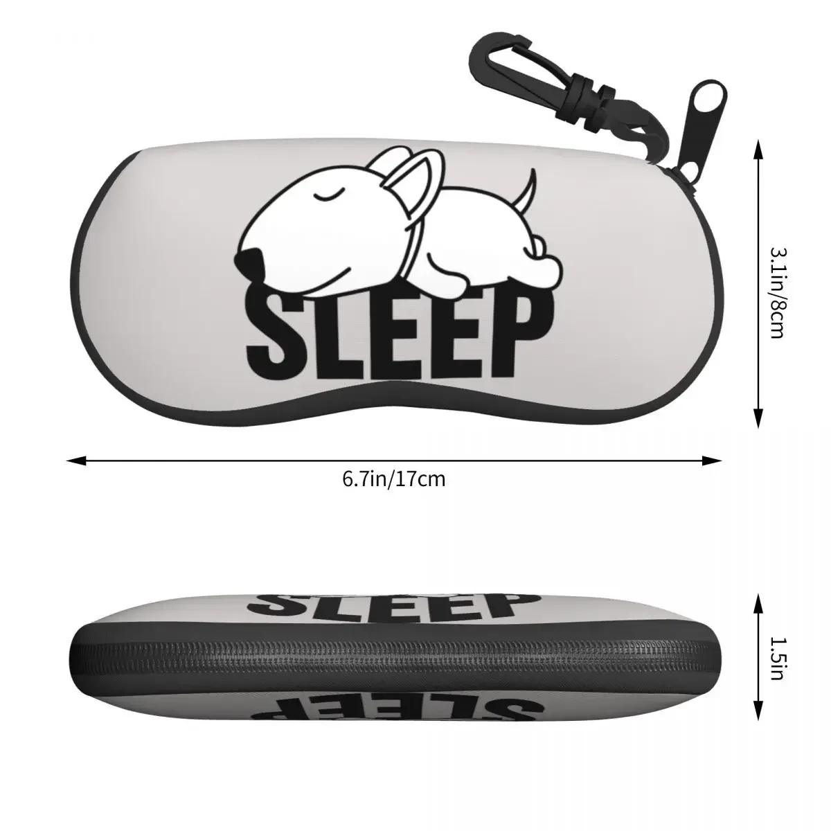 Sleeping Bull Terrier Dog Sunglasses Soft Case Neoprene Zipper Cartoon Animal Shell Eyeglass Case Protective Box For Glasses