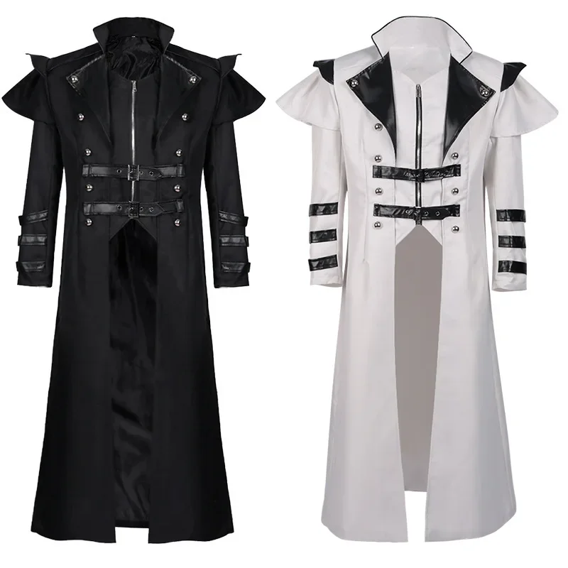 

European And American Medieval Retro Gothic Zipper Long Coat