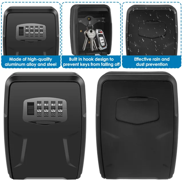 Key Lock Box Wall Mounted Key Safe 4-digit Password Key Secure Storage Lock Manager Multipurpose Key Lockbox for Home Office 4