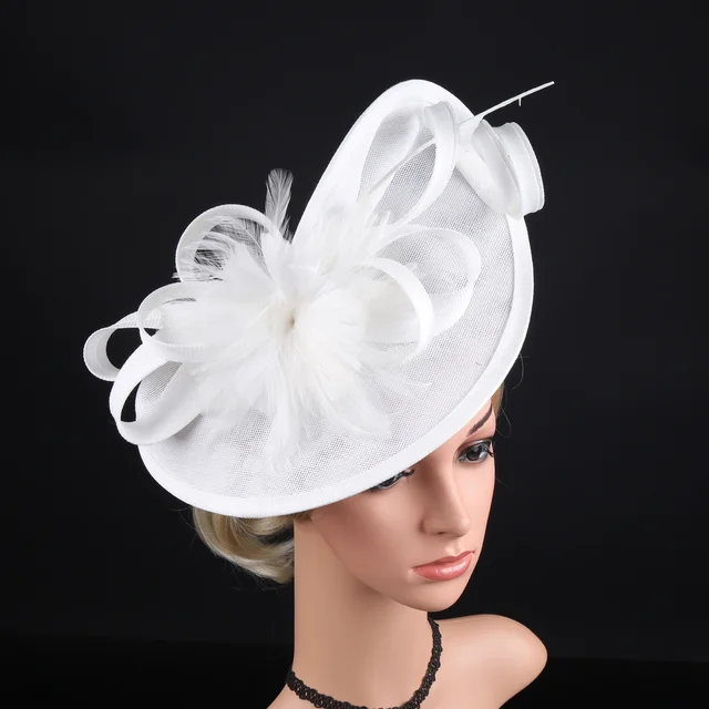 Large Women Feather Fascinator Hat, Sinamay Mesh Kentucky Derby Cocktail Tea Party Wedding Funeral Headwear for Women 1
