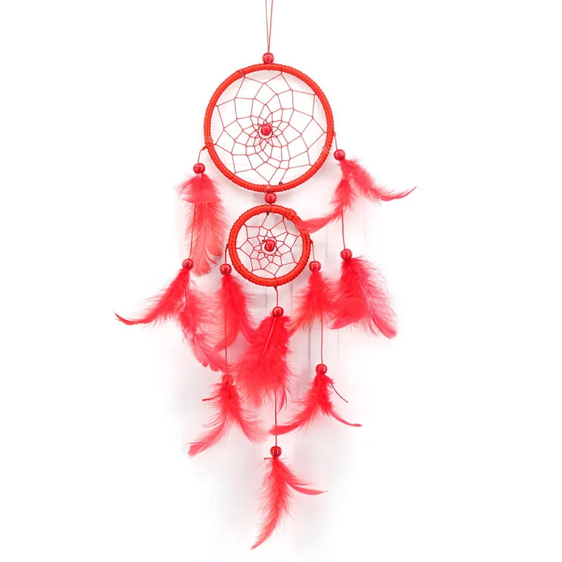 White Second Ring Dreamcatcher Home Hanging Wedding Celebration Decoration Feather Handicraft Wind Chimes Pendant Gift 2