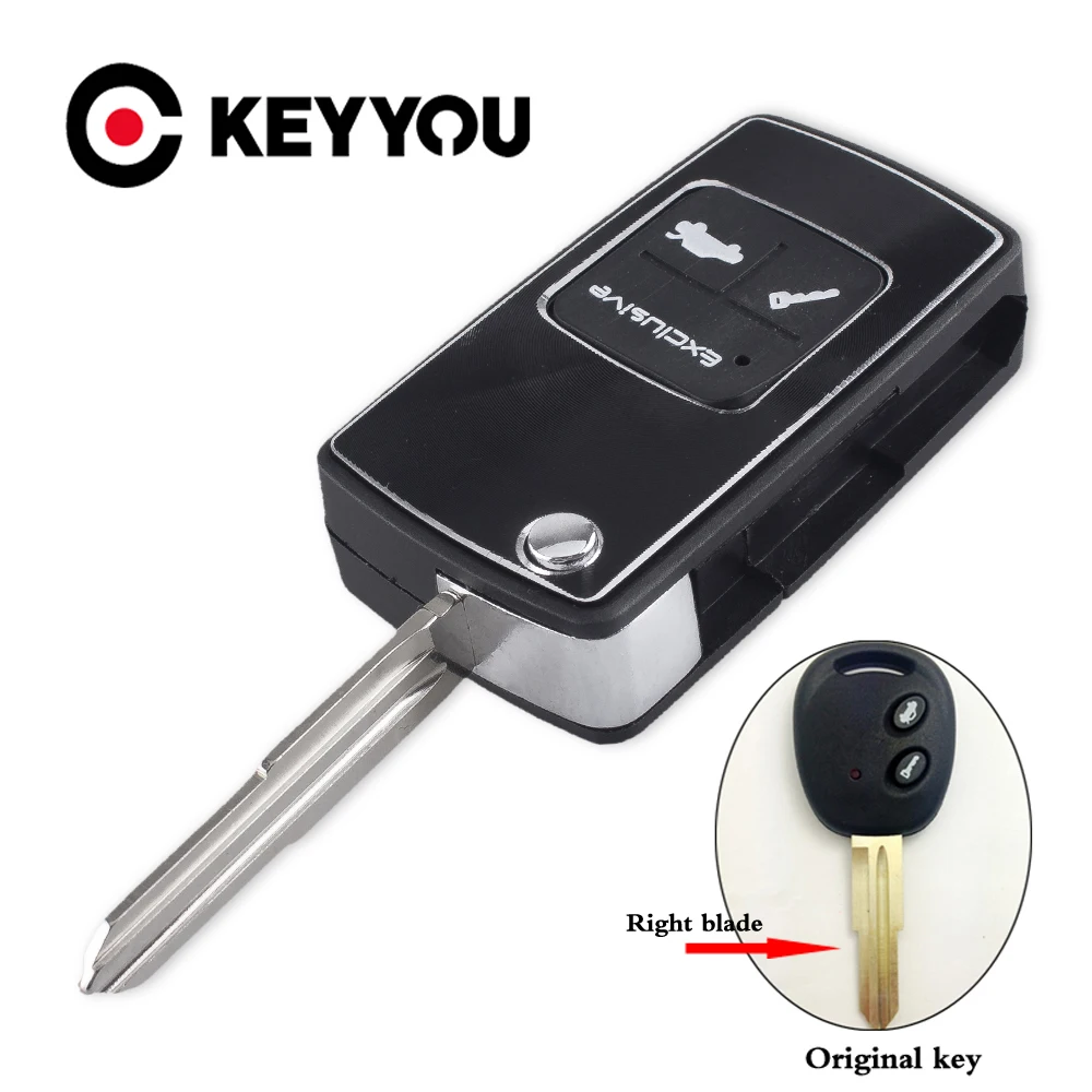 

KEYYOU 2 Buttons Modified Flip Key Shell For Chevrolet Lova Epica Spark Avoe Remote Key Case Keyless Fob Right Groove