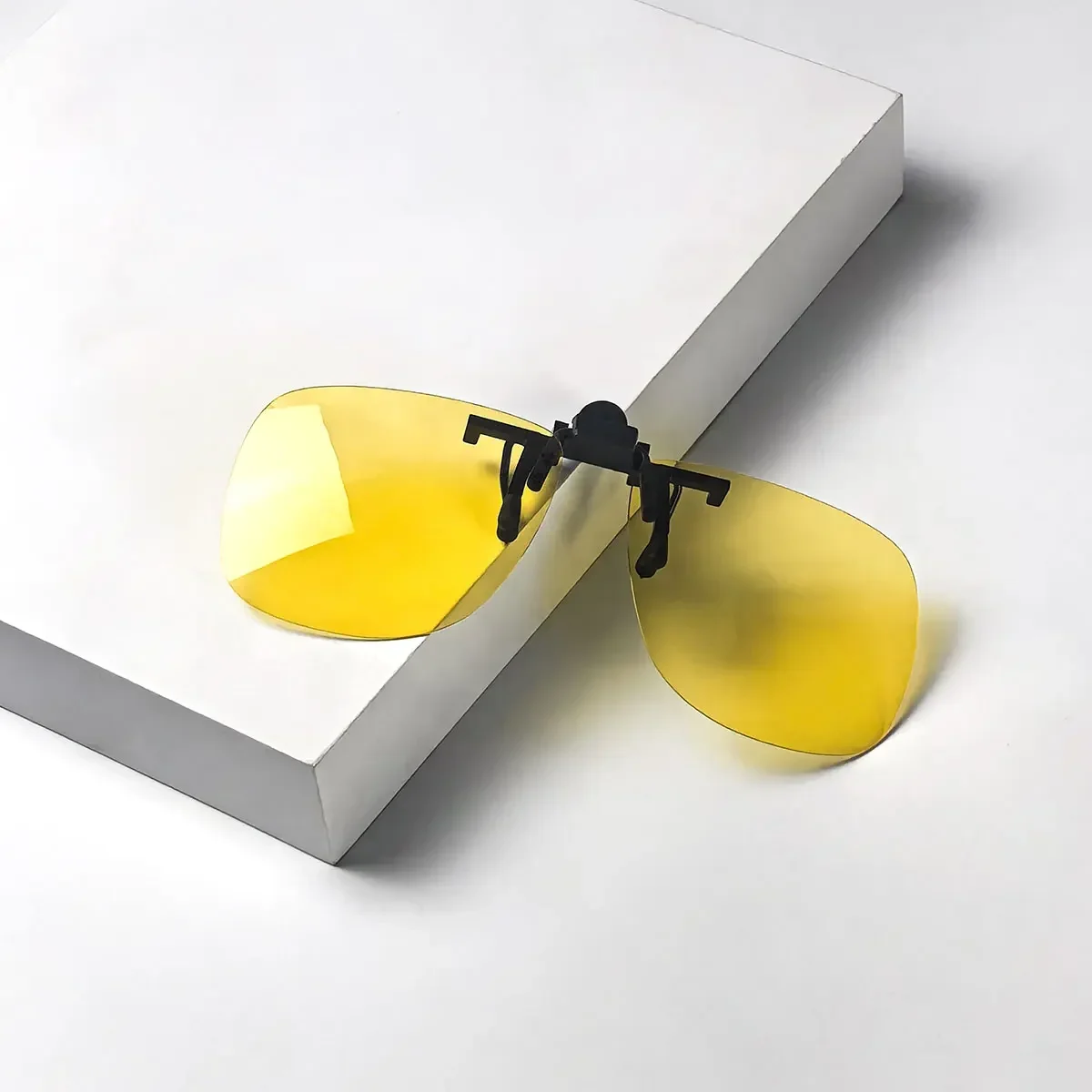 Enhanced Sleep-Optimized Polarized Clip-On Sunglasses - Large Square Shape with Orange and Yellow Lenses