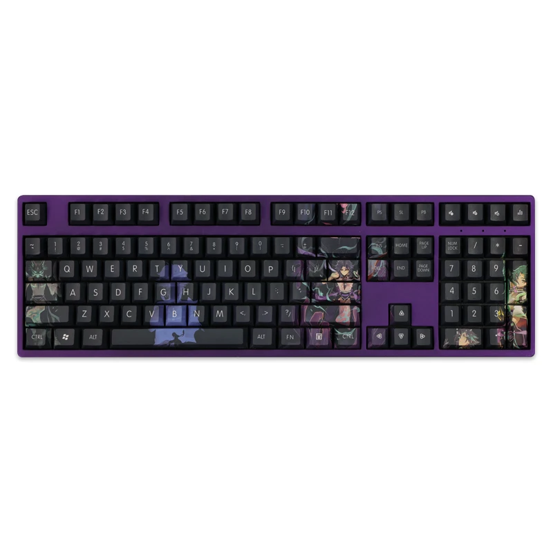 Chaves Conjunto Lados Pbt Tintura Subbed Keycaps Anime dos Desenhos Animados Gaming Key Caps Cherry Perfil Keycap para Genshin Impacto Xiao 108 - Imagem 3