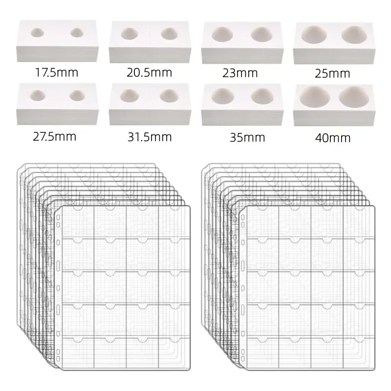 20 Pagine Portamonete Da 50 Carati Con 20 Tasche - Per Raccoglitore A 11 Fori, Misura 5x5 Cm, Proteggi Collezione - 2