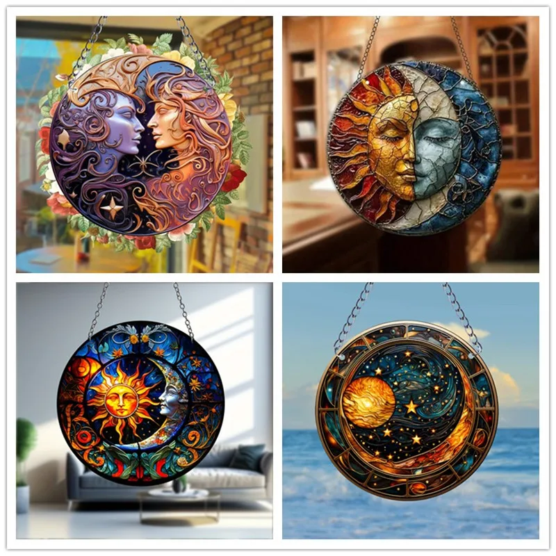 태양과 달 썬캐처 벽 사인 스테인드 아크릴 펜던트, 창문 걸이 장식, 어린이 선물, 가정 농가 축제 장식 Best5 태양과 달 썬캐처 벽 사인 스테인드 아크릴 펜던트, 창문 걸이 장식, 어린이 선물, 가정 농가 축제 장식 Best5