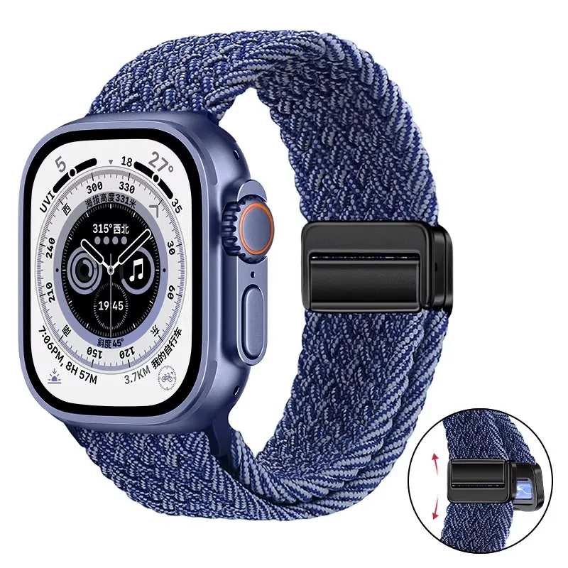 Breathable Nylon Braided Strap for Apple Watch - Adjustable Wristband