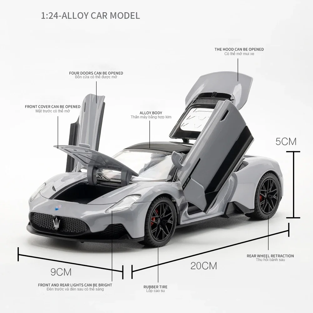 1:22 Maserati MC20 Supercar Alloy Model Car Toy Diecasts Metal Casting Sound and Light Car Toys For Children Vehicle 3