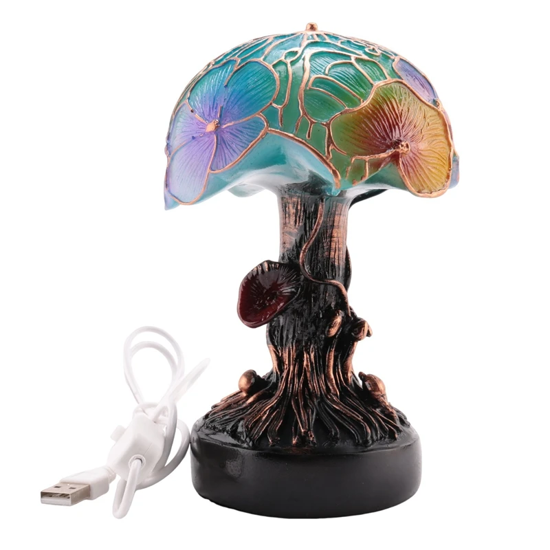 

Stained Plant Series Table Lamp Use With USB Jack Power On Lamp For Bedroom Decoration