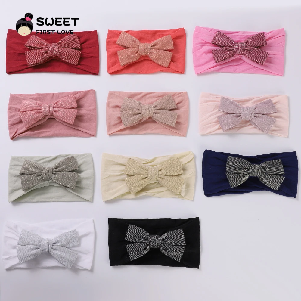 Newborn Headband for Baby Girls Bow Nylon Head Band Soft Elastic Baby Headwear Bowknot Headband