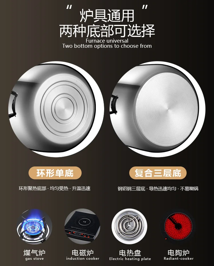 Commercial 30L/40L/50L/80L Stainless Steel Pressure Cooker Household Gas Induction Cooker Universal Pressure Cooker