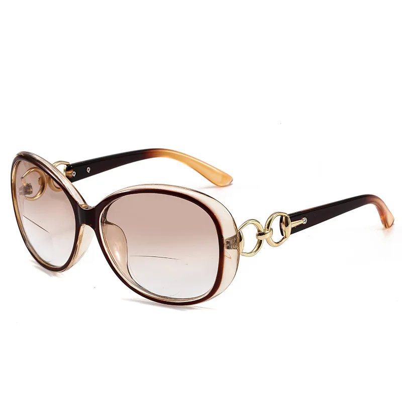 IENJOY-gafas de sol bifocales para mujer, lentes de lectura de gran tamaño, protección UV para exteriores, color marrón + 2,0