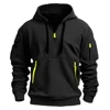 New Warm and Unique Solid Color Pocket Autumn/Winter Zipper Coat  Autumn Sweater Hat Men's Clothing Women's Hooded Zipper Top 5