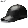 Men Real Cowhide Leather Earlap Caps Male Fall Winter 100% Real Cow Leather Hats New Casual Real Leather Outdoor Baseball Cap 1