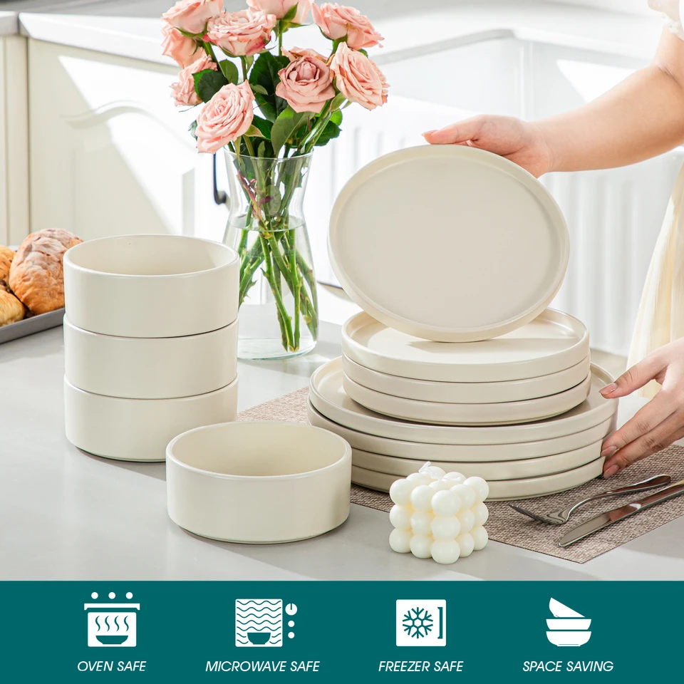 Set 6 Piatti Dessert Vancasso VENUS - 21.2 Cm In Gres, Bianco, Per Microonde E Lavastoviglie - Foto 5