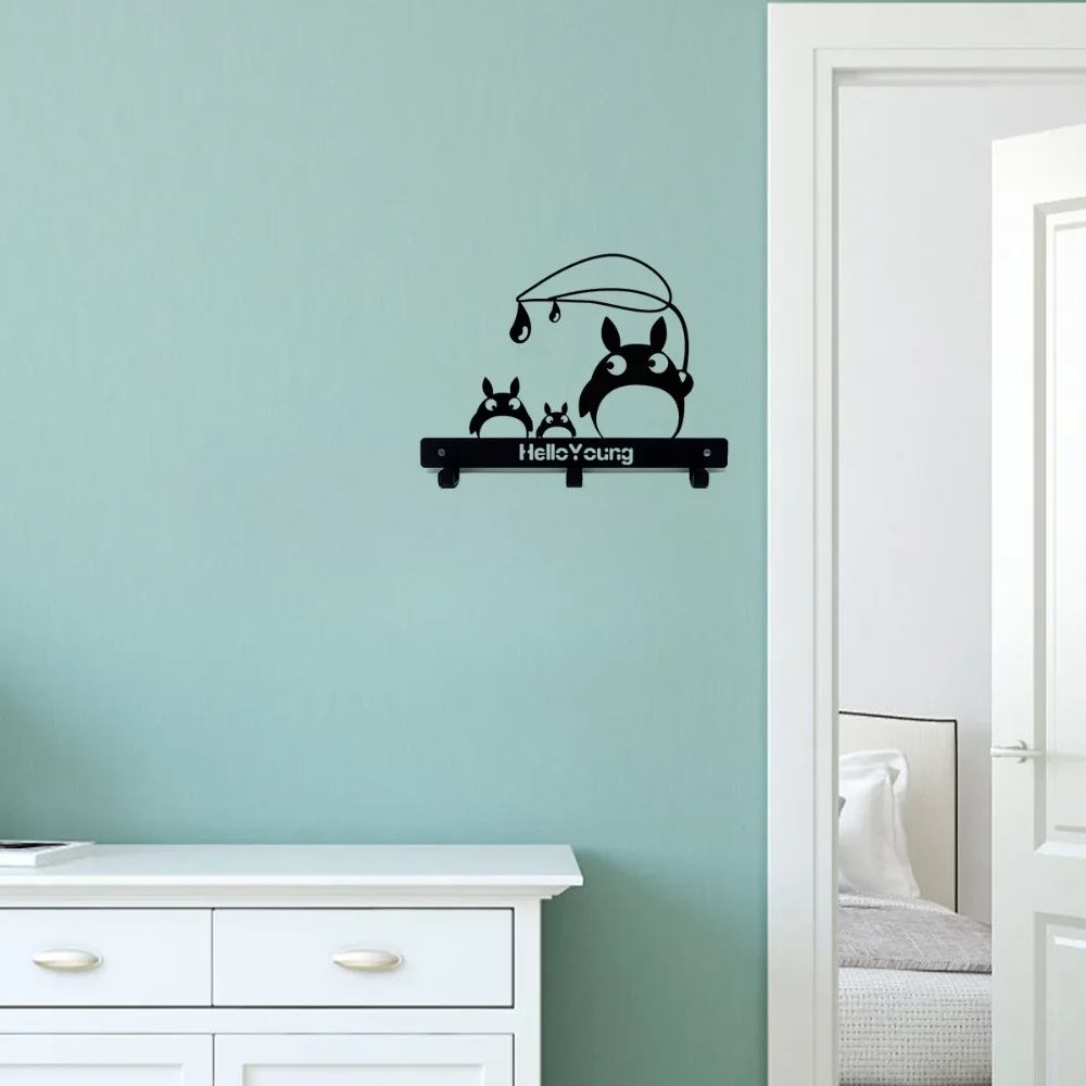 1pc Cute Totoro baby keychain wall-mounted coat rack keychain key hanger towel rack One Piece Cute Totoro Baby 4