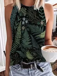 Abstract Art Flower 3D Print Tank Tops Women Fashion Streetwear Oversized O-Neck Vest Off Shoulder Sleeveless Woman Camisole