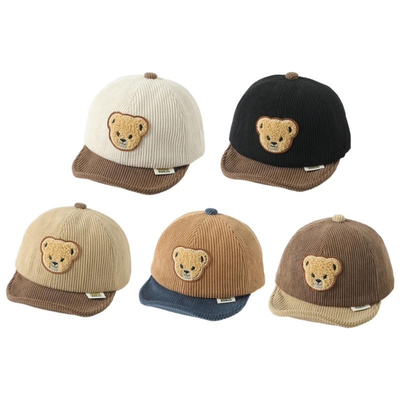 Baby Embroidered Bear Hat Peaked Cap Toddler Baseball Hat Infant Sun Hat Duck Tongue Cap for Baby Boy Girl Winter Hat