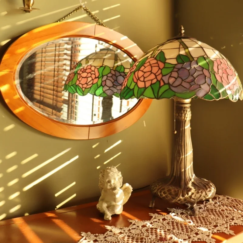 Evening Breeze Endless Chartaffany Glass Lampshade Living Room Bedroom Atmosphere Table Lamp Nostalgic Retro 8