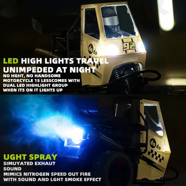1:16 RC Remote Control Three Wheel Beep Car Simulation LED Light High Speed Drift Emulation Motorcycles Toys Gift for Kid 3+ 4