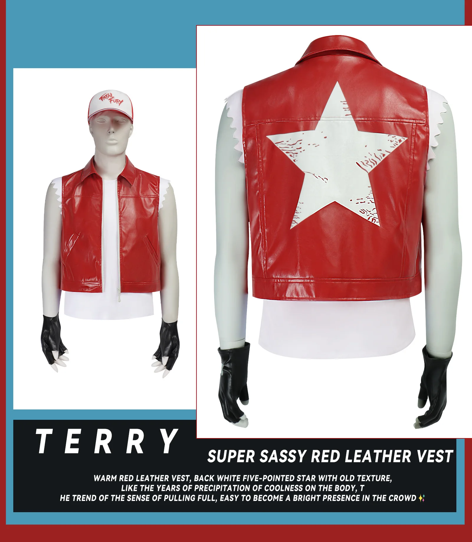 The King of Fighters-Inspired Terry Bogard Cosplay Costume Set for Men