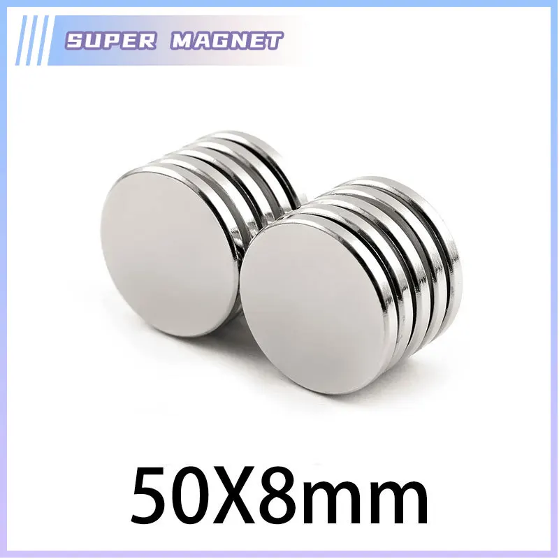 

1/2/3PCS 50mm x 8mm Super Powerful Strong Magnetic Permanent Neodymium Magnets 50x8mm Big Round Magnet 50*8mm