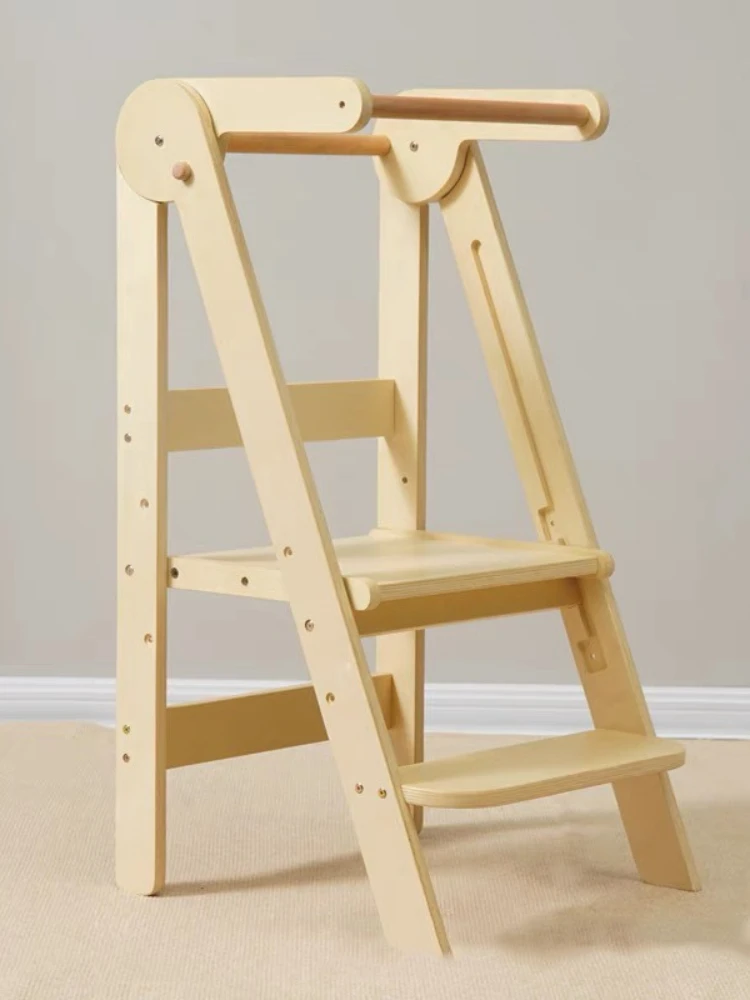 3-Height Children's Wooden Step Ladder, Montessori-Style Foldable Toilet Trainer, Solid Wood Anti-Slip Footstool Learning Tower