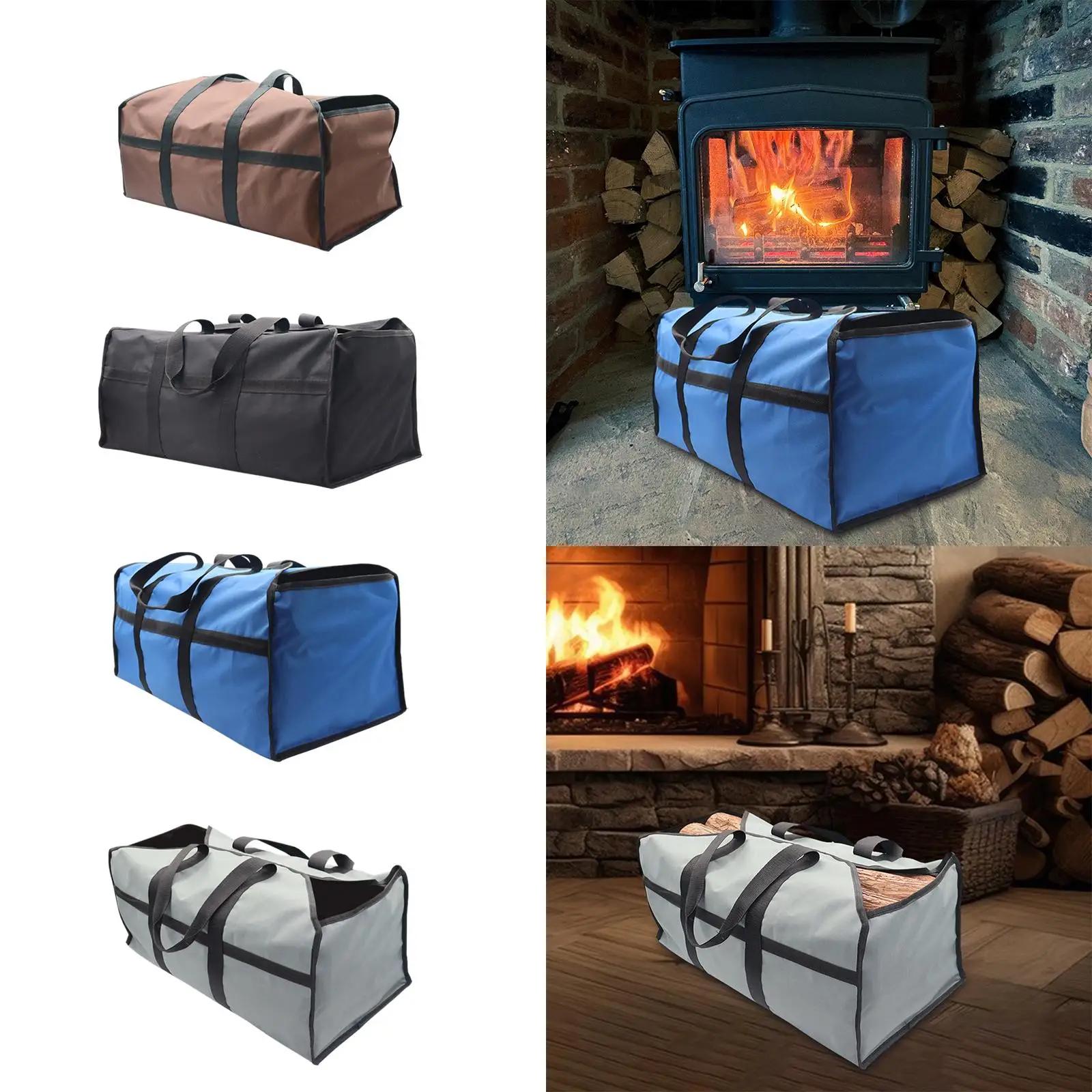 Log Carrier Tote Bag Heavy Duty with Handles for Camping BBQ Barbecue Fireplace Stove Accessories Fireplace Wood Carrier 4