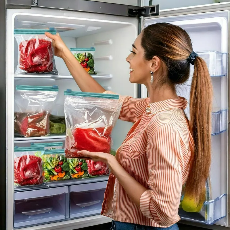 Clear Reusable Zip Seal Bags for Food Storage and Freshness