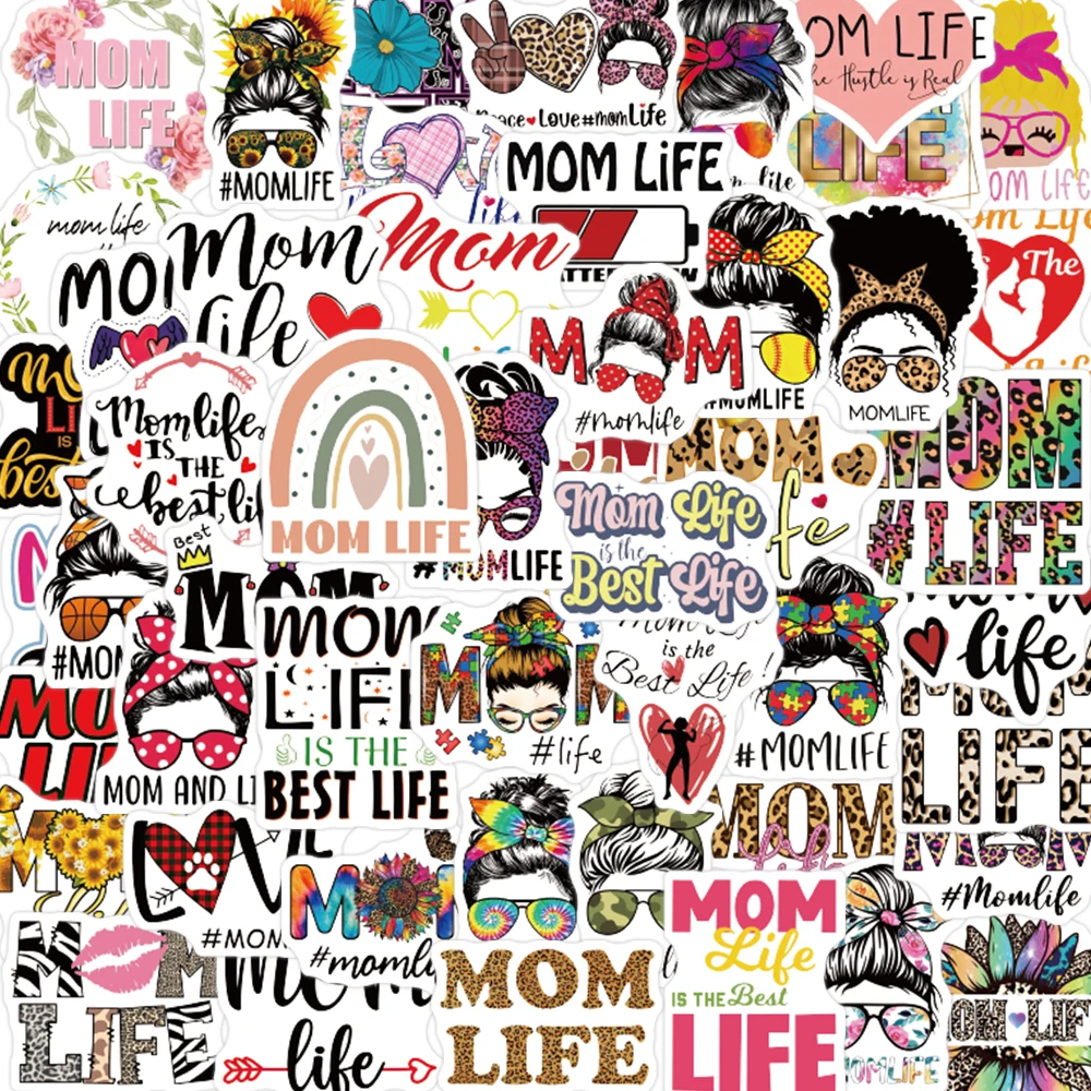 

50pcs Love Mom's Day Pink Funny Stickers DIY Car Diary Scrapbook Phone Laptop Refrigerator Vinyl Gift Sticker Waterproof Decals