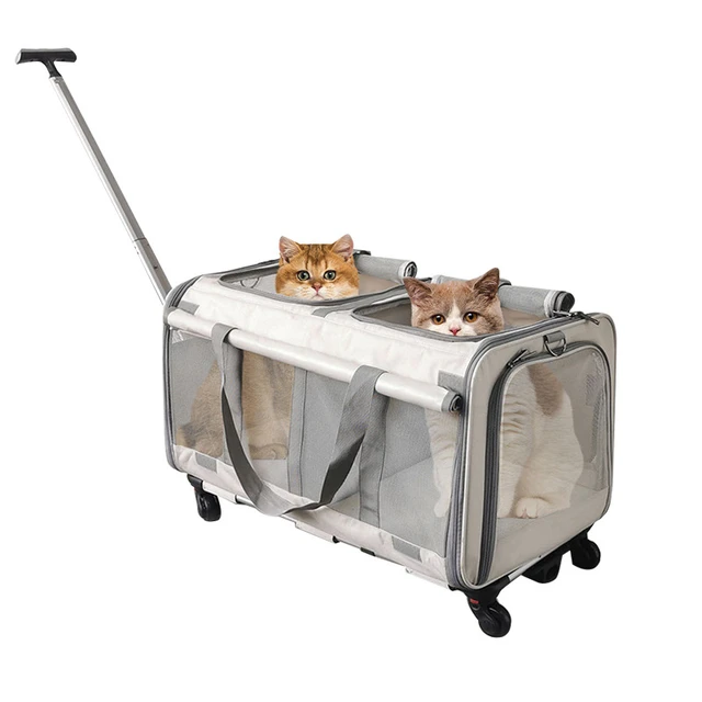 Detachable Pet Trolley Case Carrier Cats Dogs Bag Universal Large  Expandable Cat Carrier with Wheels Double-layer Pet Carrier - AliExpress