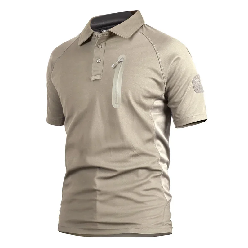 Men's Tactical Polo T-Shirt Short Sleeve Camouflage Breathable Army Work Tee Shirt Quick Dry Outdoor Hiking Top Tees