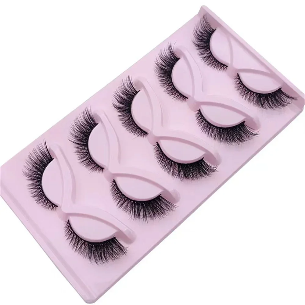 Cílios de raposa do vison falso, alados, fofos, cílios postiços, maquiagem natural, longa, faux cils, 5 pares