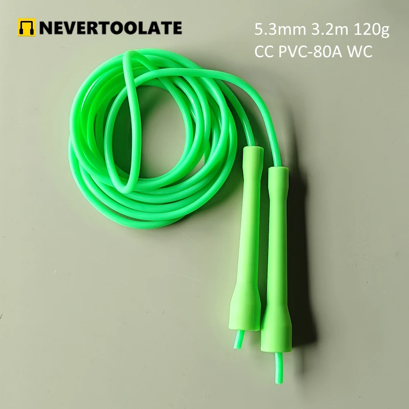 Description Picture 6 of item3.5 meters total rope length (3.2m in between) 5.3mm PVC ROPE CC HANDLE skipping jump rope speed rope  fitness