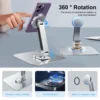 Silvery Magnetic Metal Stand - 360° Rotatable Holder for Portable Monitor, for iPad & iPhone Display Ideal for Home & Office 4