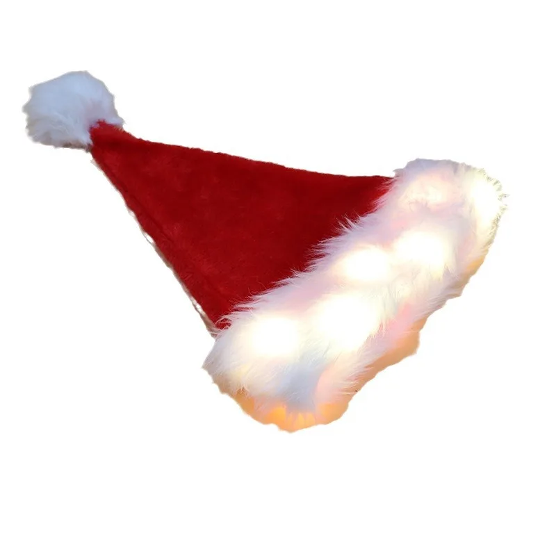 New Christmas Decoration Plush Luminous LED Christmas Hat Santa Claus Hat Gift