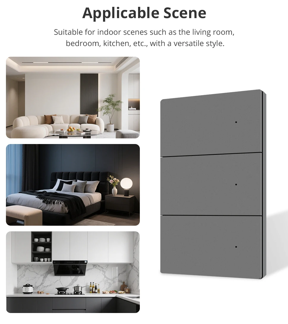 Matter WiFi Smart Wall Light Switch 1 2 3 4 Gangs with Aluminum Alloy Panel Work