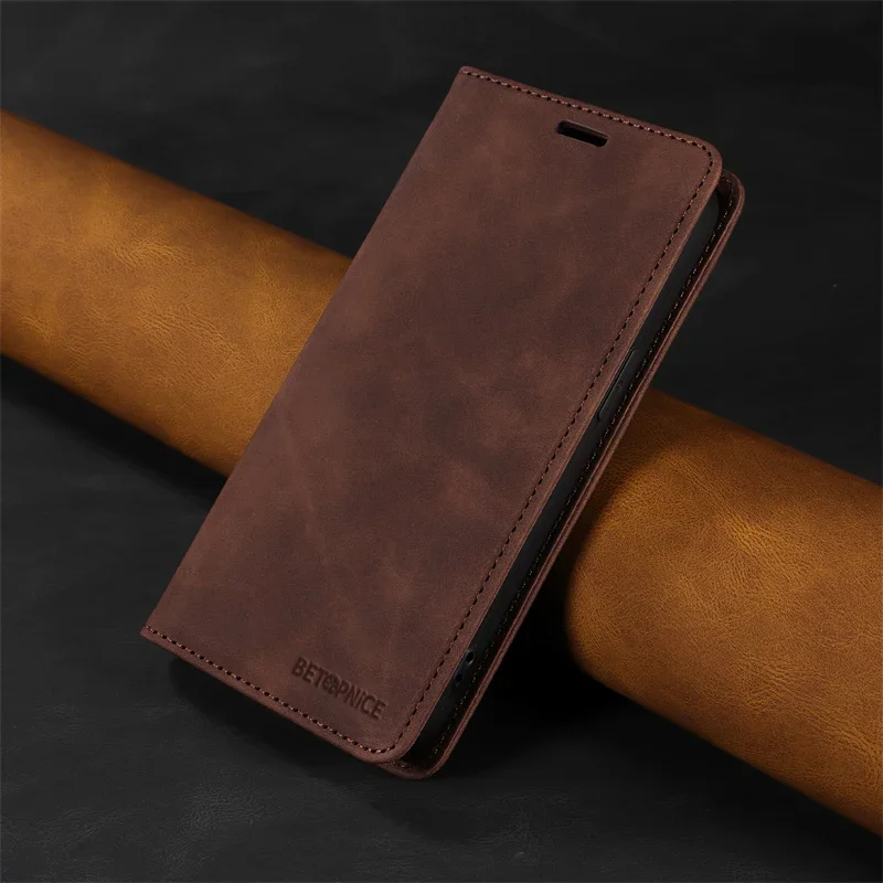 Magnetic Leather Wallet Flip Case with Stand - Premium Book Cover