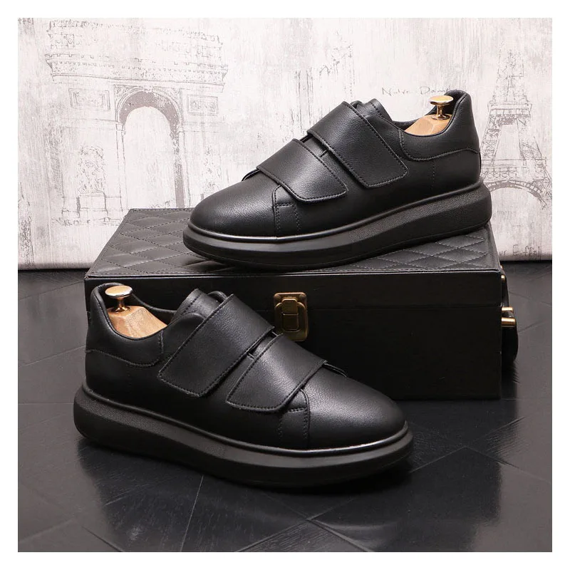 

italian brand designer men's fashion original leather shoes black white shoe flats platform sneakers street style mans footwear