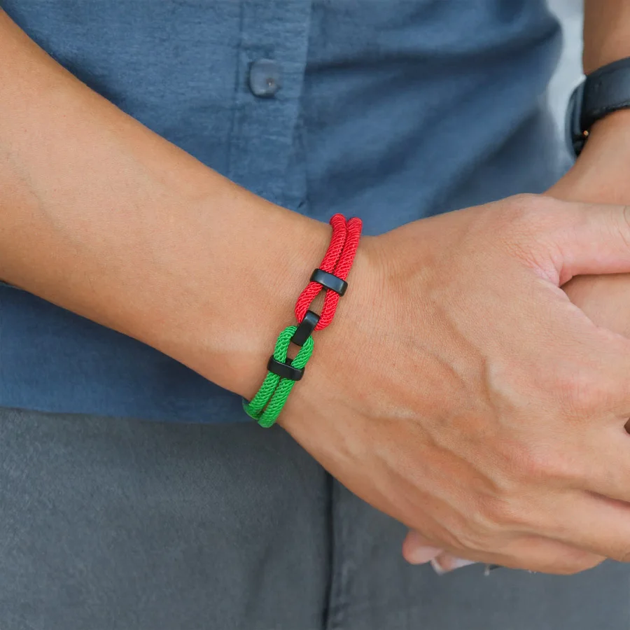 Red Green String Handmade Christmas Bracelet for Men