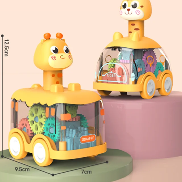 Brinquedo de Carro para Bebês com Luzes, Impulso e Ação para Crianças de 1, 2 e 3 Anos 6 Baby Toy Car with Friction Power, Lights, and Animal Drivers