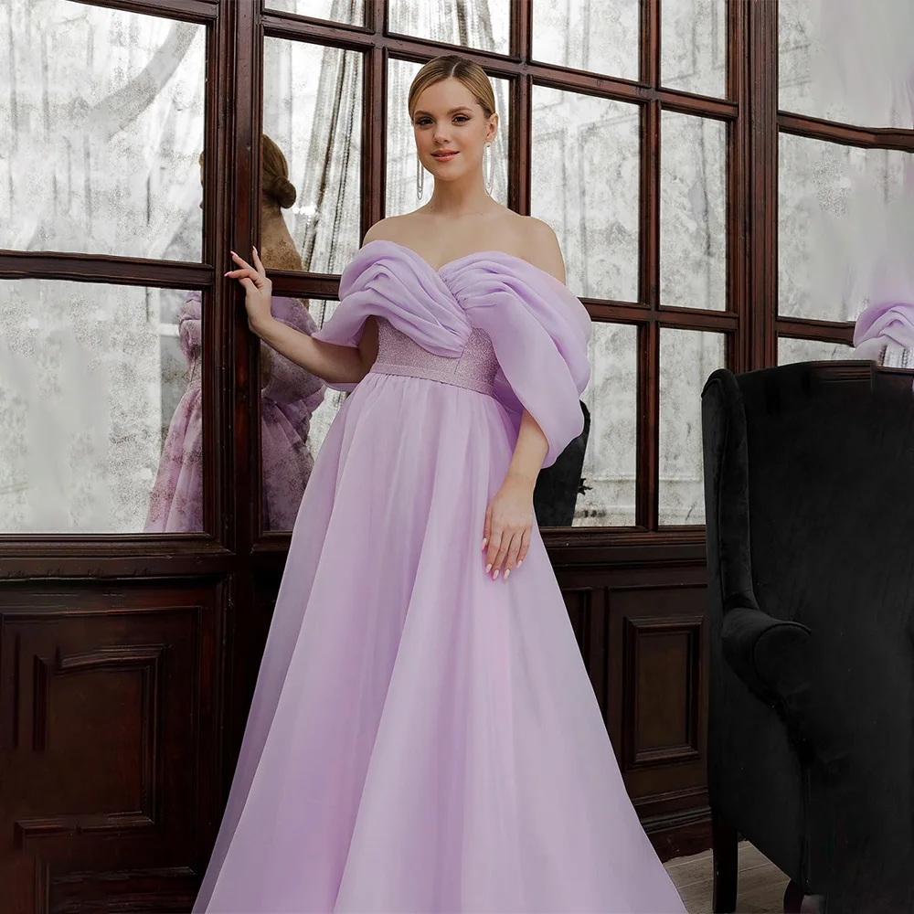 

Popilar Lavender Off The Shoulder Sweethart Organza Wedding Dresses Custom Made Formal Bridal Grown 2024 Vestido De Noival