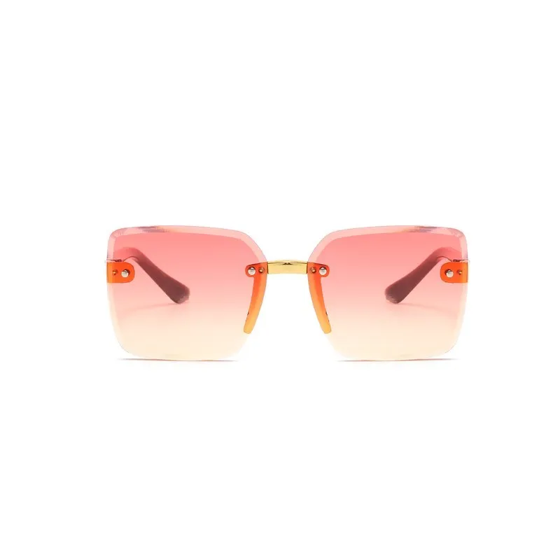 New Stylish Rimless Children Cat Eye Sunglasses Fashion Kid Square Pink Gradient Sun Glasses Boy Girl Goggle UV400 Eyewear