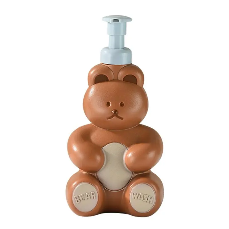 ABZC-ปั๊มสบู่โฟม 500 มล. ขวดจ่ายของเหลวรูปหมีน่ารักสำหรับล้างมือแบบกระจายตัว D 1