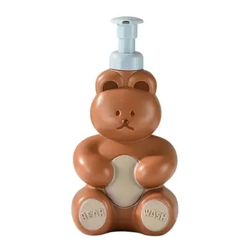 ABZC-ปั๊มสบู่โฟม 500 มล. ขวดจ่ายของเหลวรูปหมีน่ารักสำหรับล้างมือแบบกระจายตัว D 1